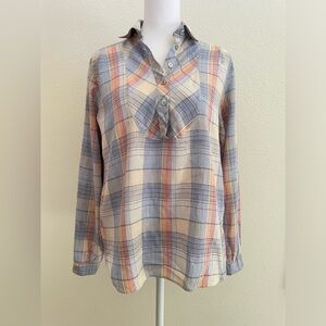 Vintage pastel plaid lightweight cotton western shirt
